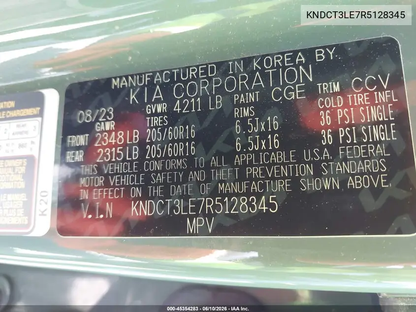 2024 Kia Niro Sx VIN: KNDCT3LE7R5128345 Lot: 45354283