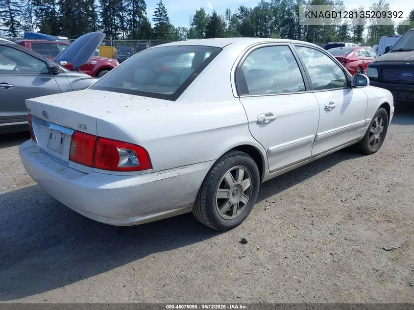 2003 Kia Optima Lx V6/Se V6 VIN: KNAGD128135209392 Lot: 45076098