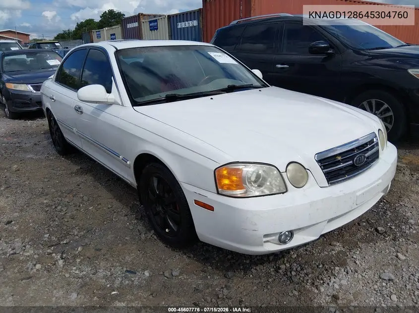 2004 Kia Optima Ex V6/Lx V6 VIN: KNAGD128645304760 Lot: 45607776