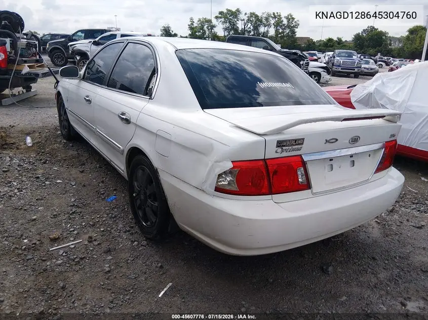 2004 Kia Optima Ex V6/Lx V6 VIN: KNAGD128645304760 Lot: 45607776