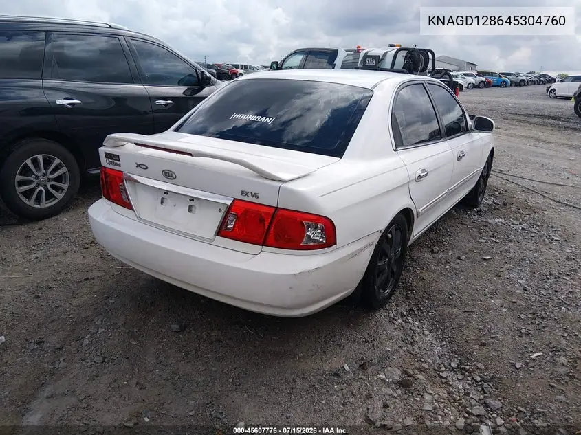 2004 Kia Optima Ex V6/Lx V6 VIN: KNAGD128645304760 Lot: 45607776
