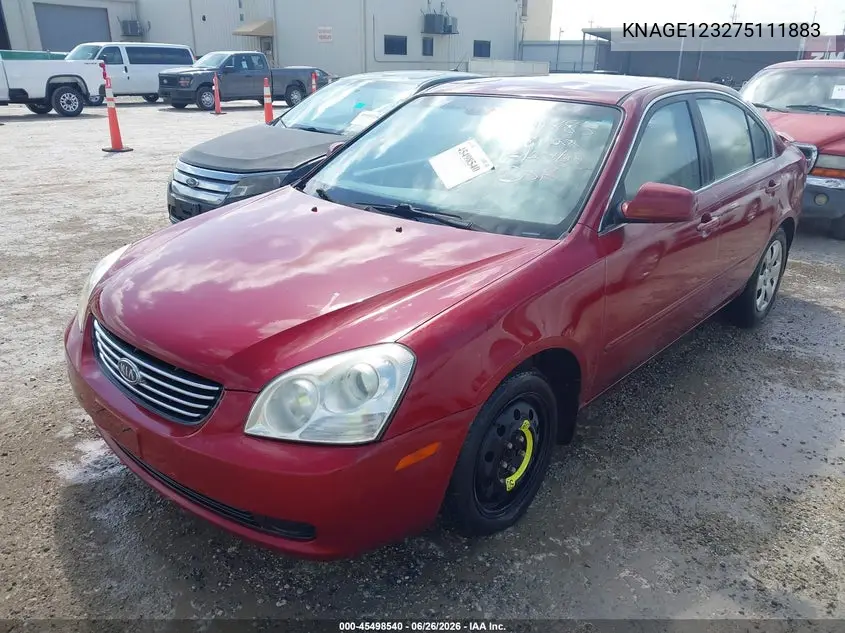 2007 Kia Optima Lx VIN: KNAGE123275111883 Lot: 45498540