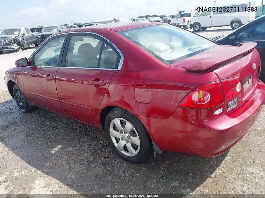 2007 Kia Optima Lx VIN: KNAGE123275111883 Lot: 45498540