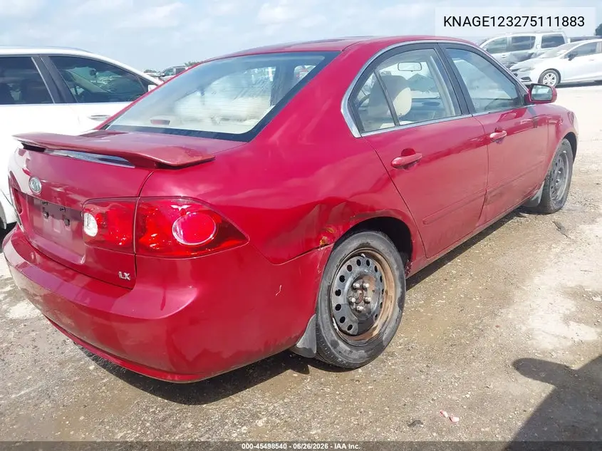 2007 Kia Optima Lx VIN: KNAGE123275111883 Lot: 45498540