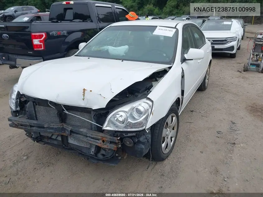 2007 Kia Optima Lx VIN: KNAGE123875100998 Lot: 45659580