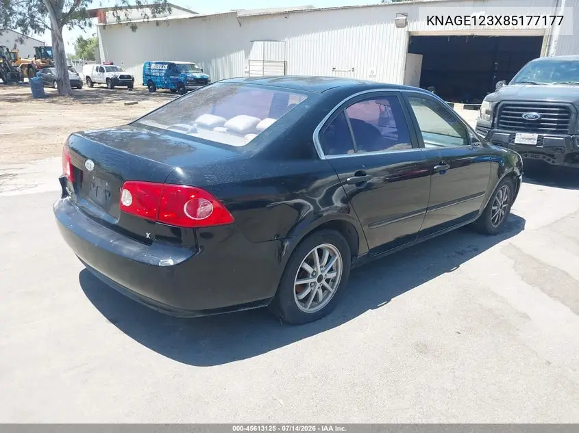2008 Kia Optima Lx VIN: KNAGE123X85177177 Lot: 45613125