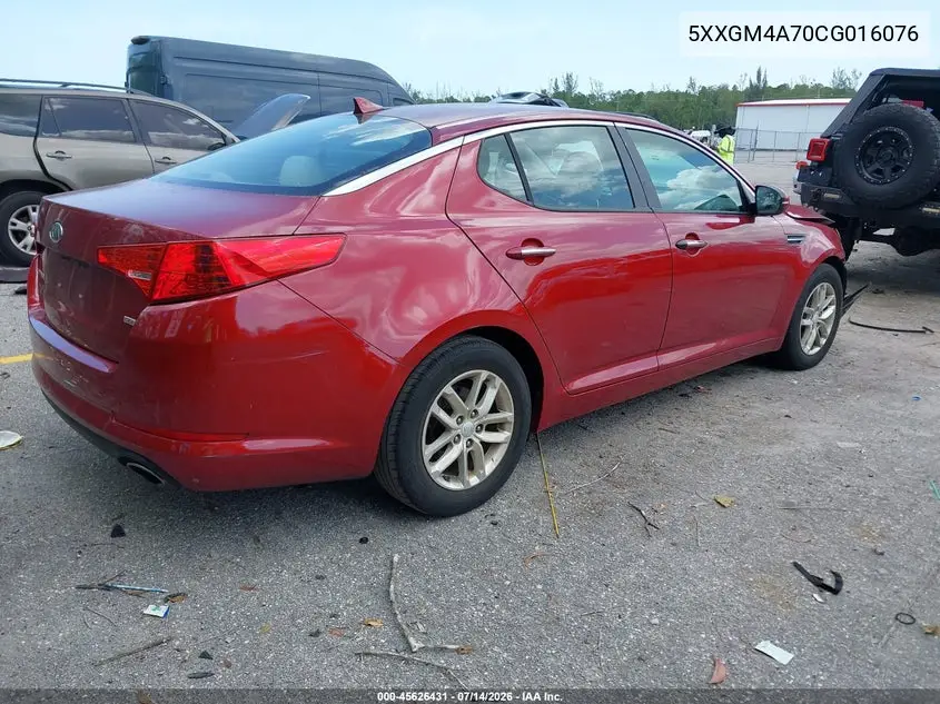 2012 Kia Optima Lx VIN: 5XXGM4A70CG016076 Lot: 45626431