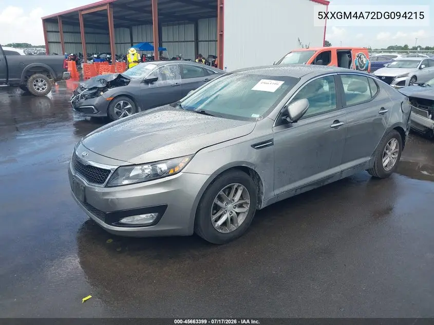 2013 Kia Optima Lx VIN: 5XXGM4A72DG094215 Lot: 45663399