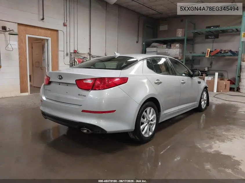 2014 Kia Optima Ex VIN: 5XXGN4A78EG345494 Lot: 45378100