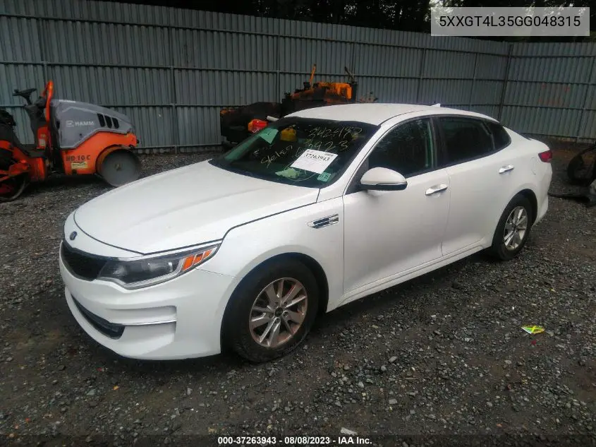 5XXGT4L35GG048315 2016 Kia Optima Lx