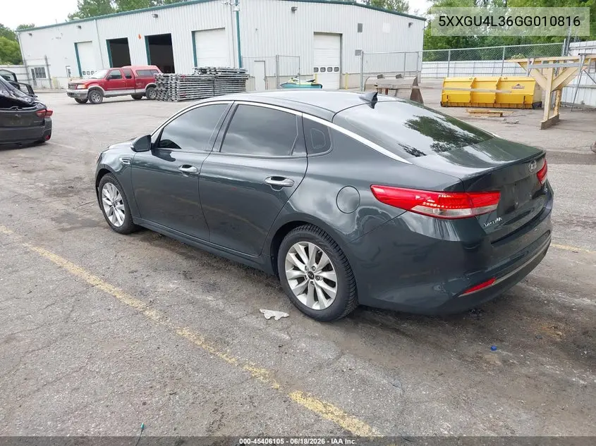 2016 Kia Optima Ex VIN: 5XXGU4L36GG010816 Lot: 45406105