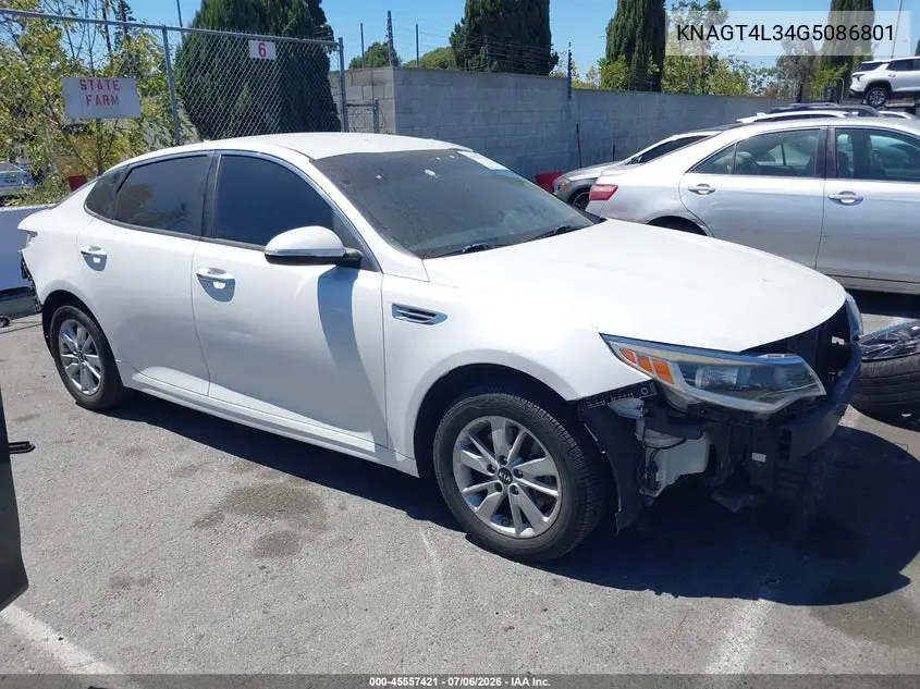 2016 Kia Optima Lx VIN: KNAGT4L34G5086801 Lot: 45557421