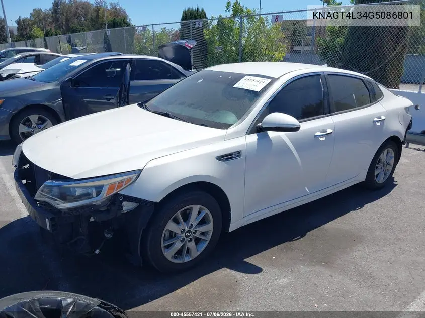 2016 Kia Optima Lx VIN: KNAGT4L34G5086801 Lot: 45557421