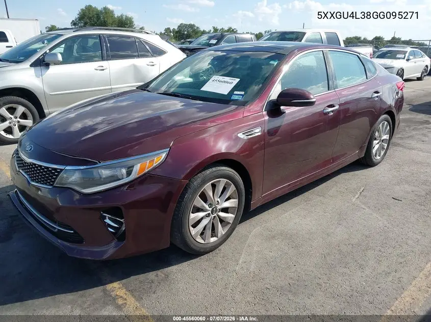 2016 Kia Optima Ex VIN: 5XXGU4L38GG095271 Lot: 45560060