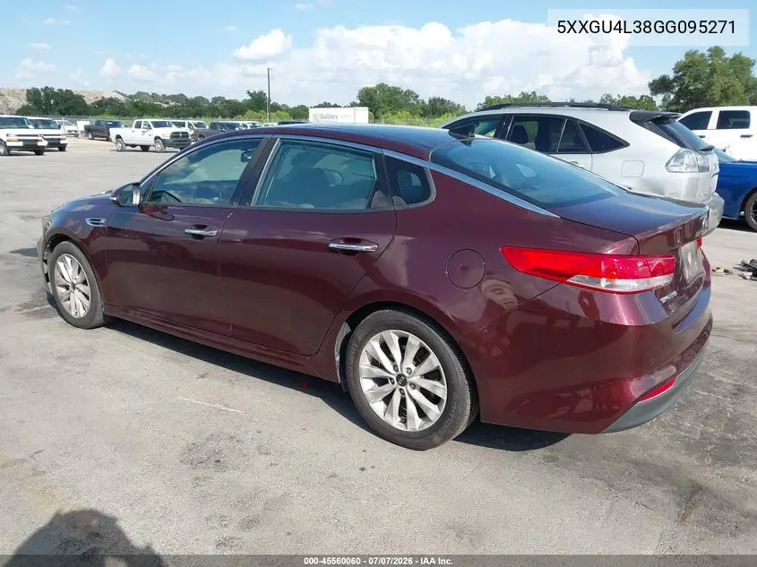 2016 Kia Optima Ex VIN: 5XXGU4L38GG095271 Lot: 45560060