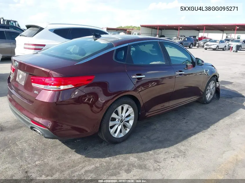 2016 Kia Optima Ex VIN: 5XXGU4L38GG095271 Lot: 45560060