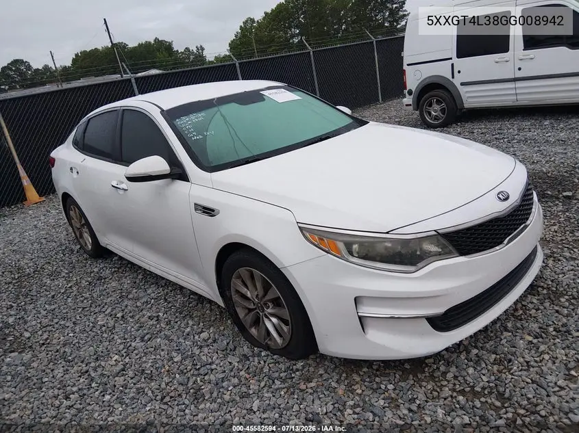 2016 Kia Optima Lx VIN: 5XXGT4L38GG008942 Lot: 45582594