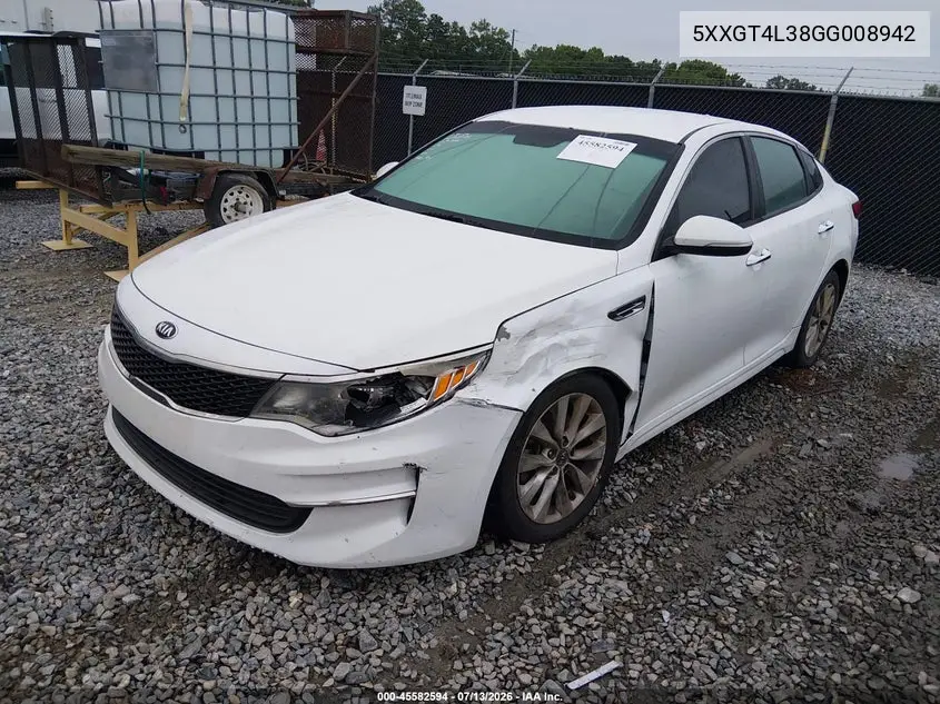 2016 Kia Optima Lx VIN: 5XXGT4L38GG008942 Lot: 45582594
