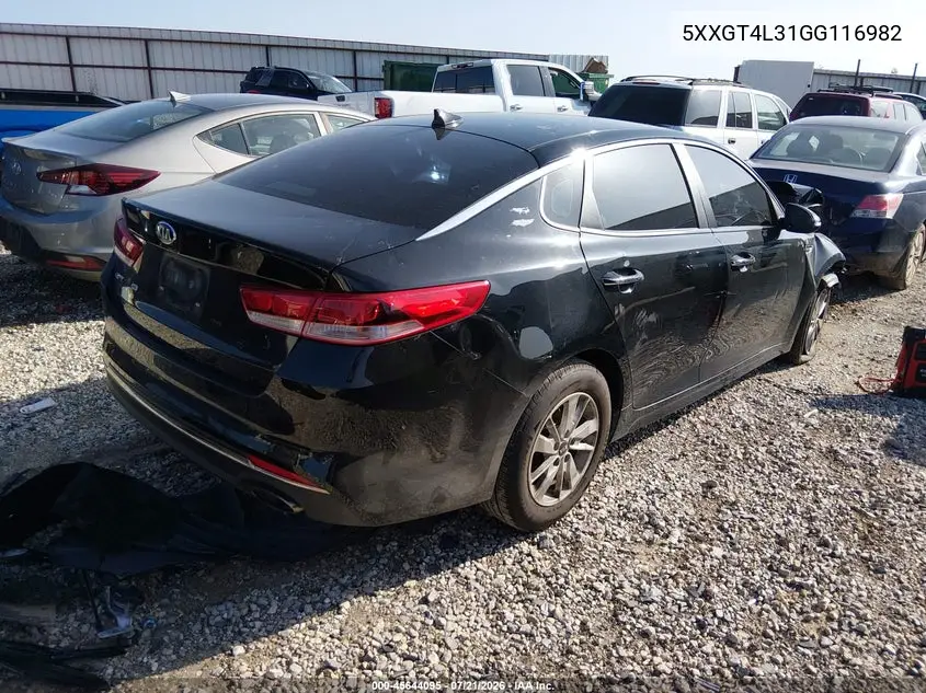 2016 Kia Optima Lx VIN: 5XXGT4L31GG116982 Lot: 45644095