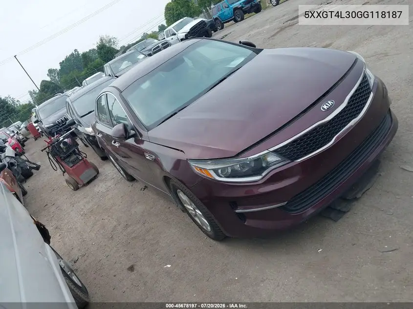 2016 Kia Optima Lx VIN: 5XXGT4L30GG118187 Lot: 45678197