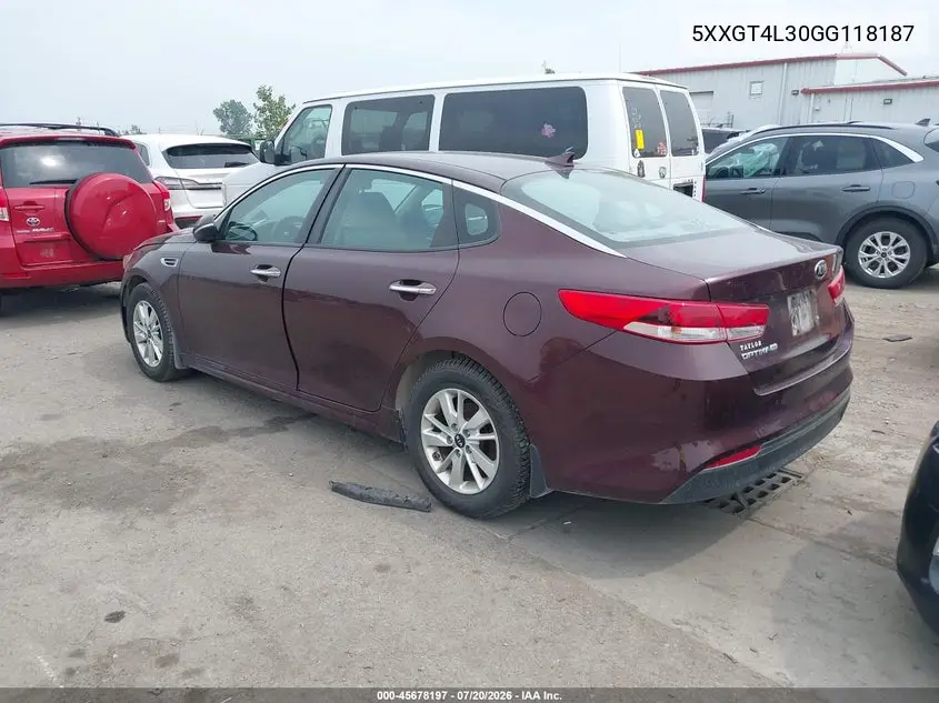 2016 Kia Optima Lx VIN: 5XXGT4L30GG118187 Lot: 45678197