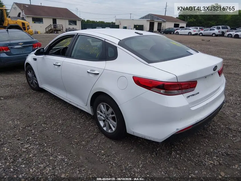 2018 Kia Optima Lx VIN: KNAGT4L3XJ5216765 Lot: 45354120