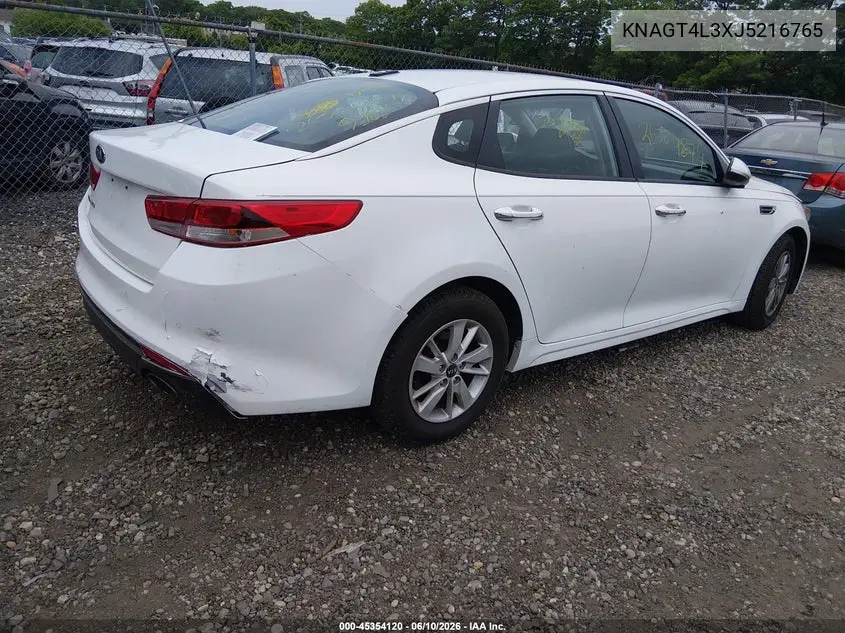 2018 Kia Optima Lx VIN: KNAGT4L3XJ5216765 Lot: 45354120