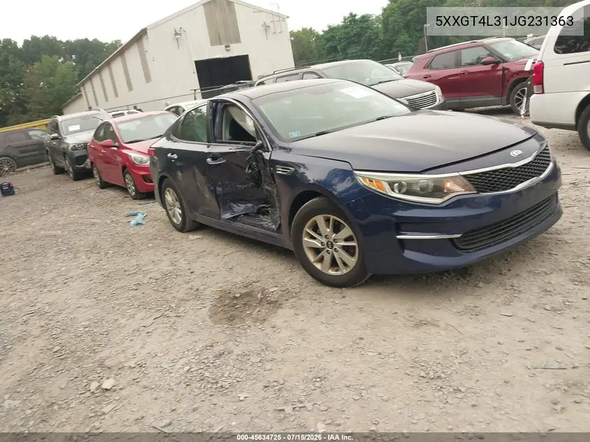 2018 Kia Optima Lx VIN: 5XXGT4L31JG231363 Lot: 45634725