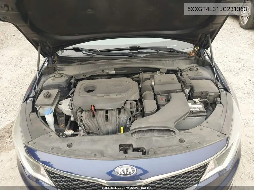 2018 Kia Optima Lx VIN: 5XXGT4L31JG231363 Lot: 45634725