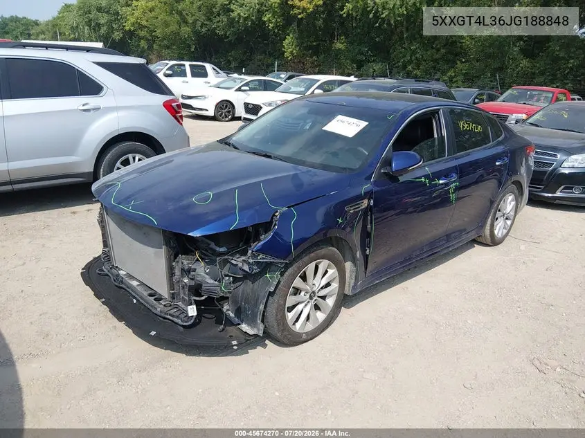 2018 Kia Optima S VIN: 5XXGT4L36JG188848 Lot: 45674270
