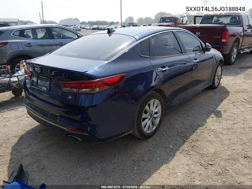 2018 Kia Optima S VIN: 5XXGT4L36JG188848 Lot: 45674270