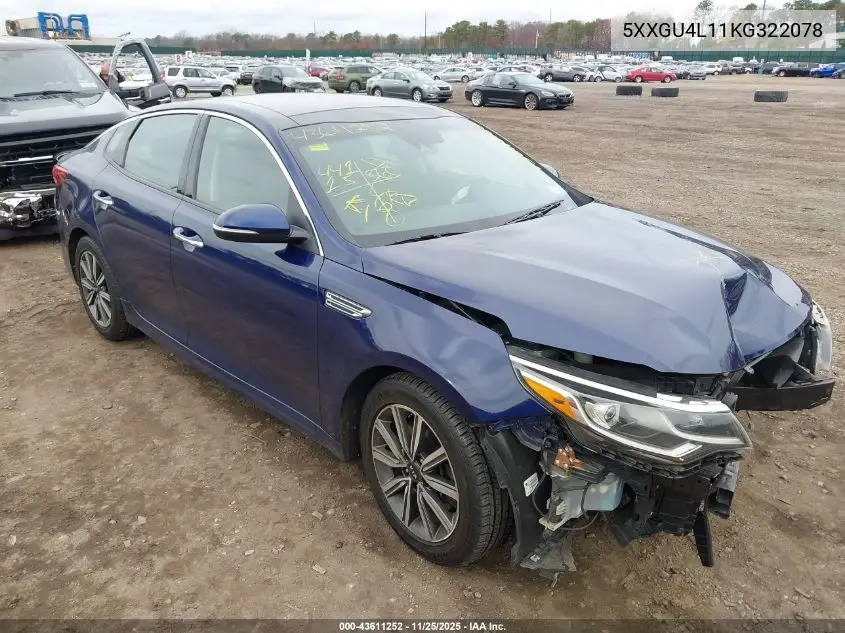 5XXGU4L11KG322078 2019 Kia Optima Ex