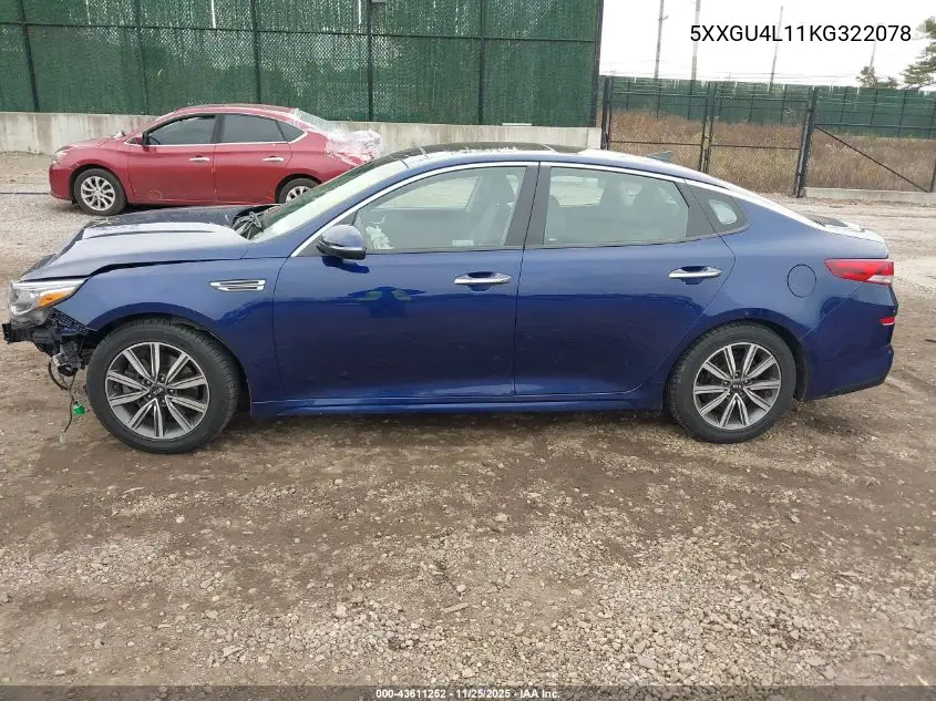 5XXGU4L11KG322078 2019 Kia Optima Ex