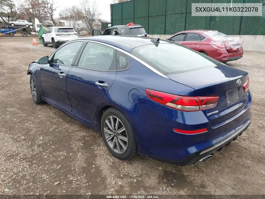 5XXGU4L11KG322078 2019 Kia Optima Ex