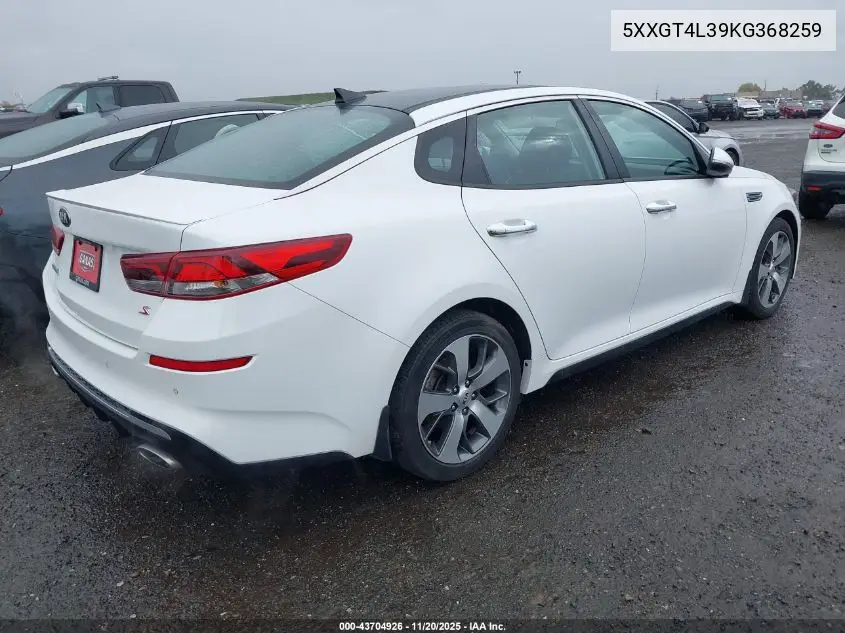 5XXGT4L39KG368259 2019 Kia Optima S
