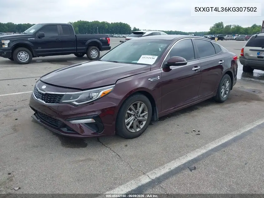 2019 Kia Optima Lx VIN: 5XXGT4L36KG307502 Lot: 45332150