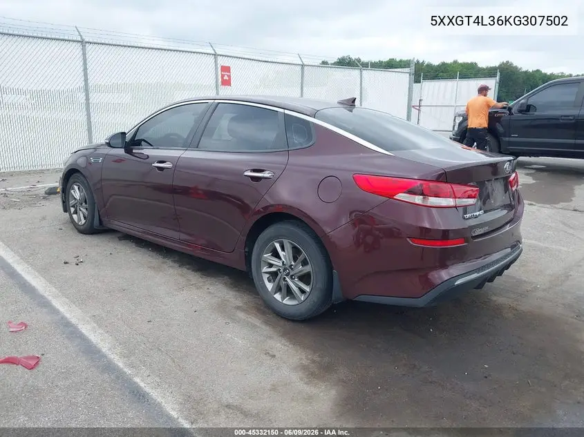 2019 Kia Optima Lx VIN: 5XXGT4L36KG307502 Lot: 45332150