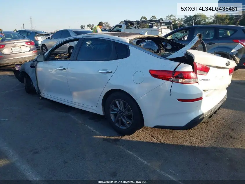 5XXGT4L34LG435481 2020 Kia Optima Lx
