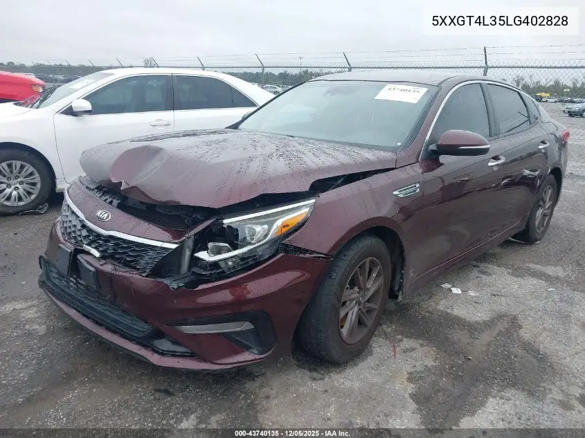 5XXGT4L35LG402828 2020 Kia Optima Lx
