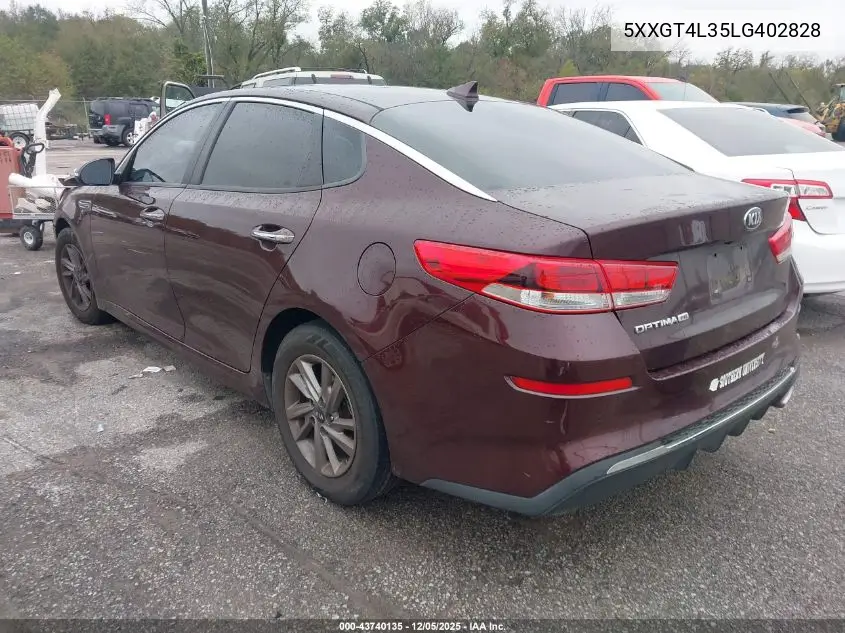 5XXGT4L35LG402828 2020 Kia Optima Lx