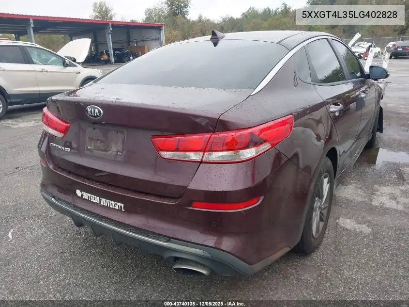 5XXGT4L35LG402828 2020 Kia Optima Lx