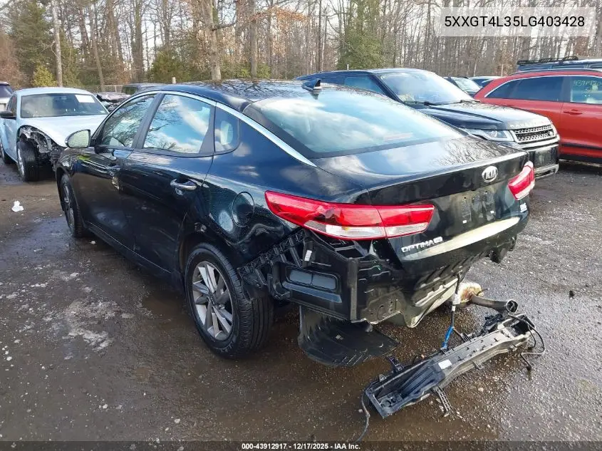 5XXGT4L35LG403428 2020 Kia Optima Lx