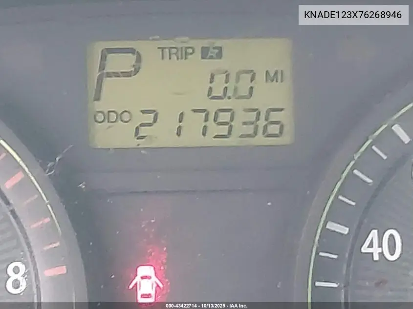 KNADE123X76268946 2007 Kia Rio Lx