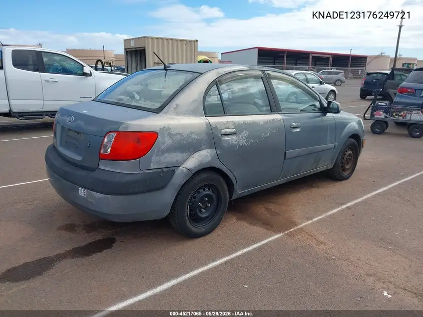 2007 Kia Rio Lx VIN: KNADE123176249721 Lot: 45217065