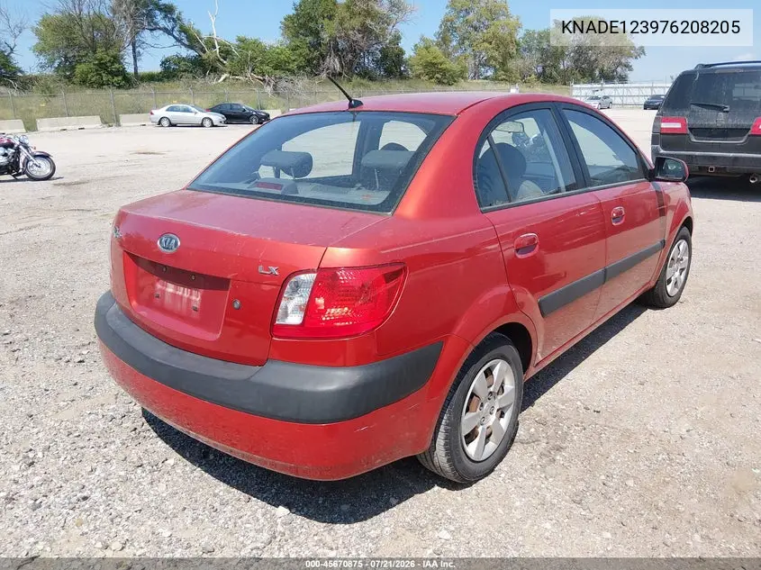 2007 Kia Rio Lx VIN: KNADE123976208205 Lot: 45670875