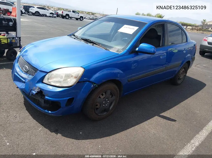 2008 Kia Rio Lx VIN: KNADE123486325109 Lot: 45696606