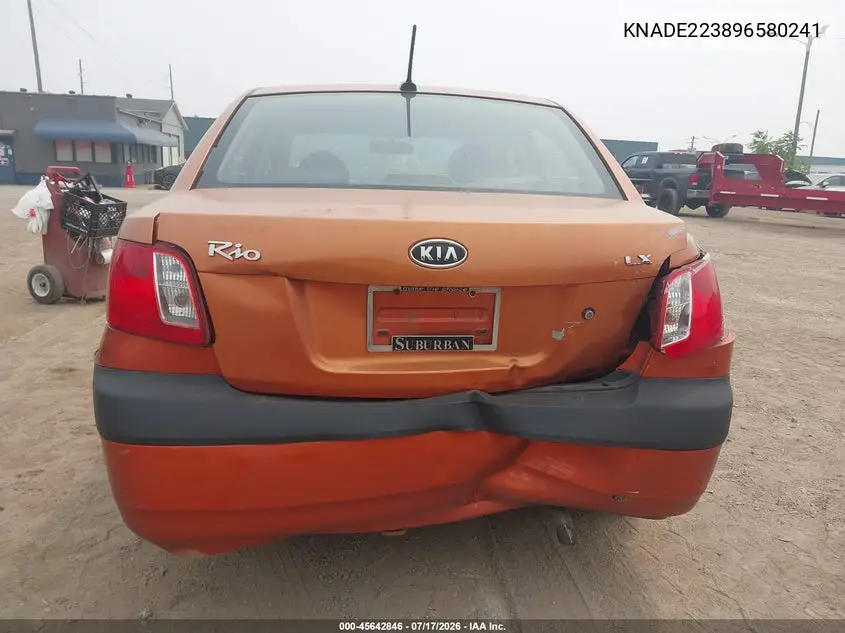 2009 Kia Rio Lx VIN: KNADE223896580241 Lot: 45642846