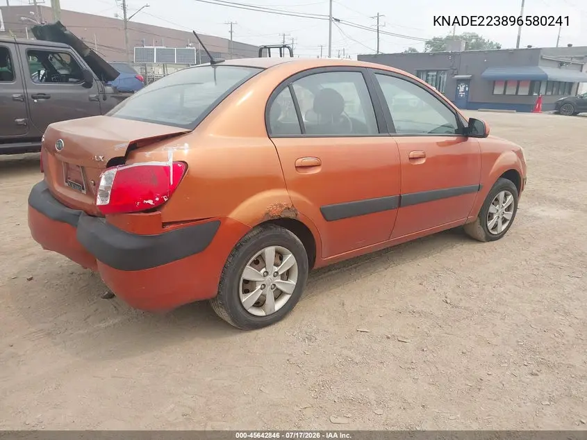 2009 Kia Rio Lx VIN: KNADE223896580241 Lot: 45642846