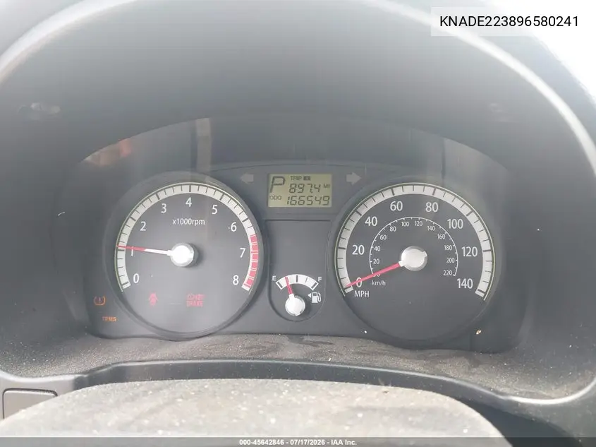 2009 Kia Rio Lx VIN: KNADE223896580241 Lot: 45642846