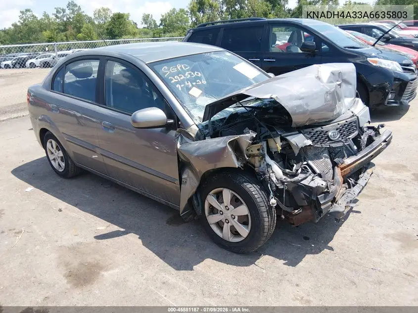 2010 Kia Rio Lx VIN: KNADH4A33A6635803 Lot: 45581187